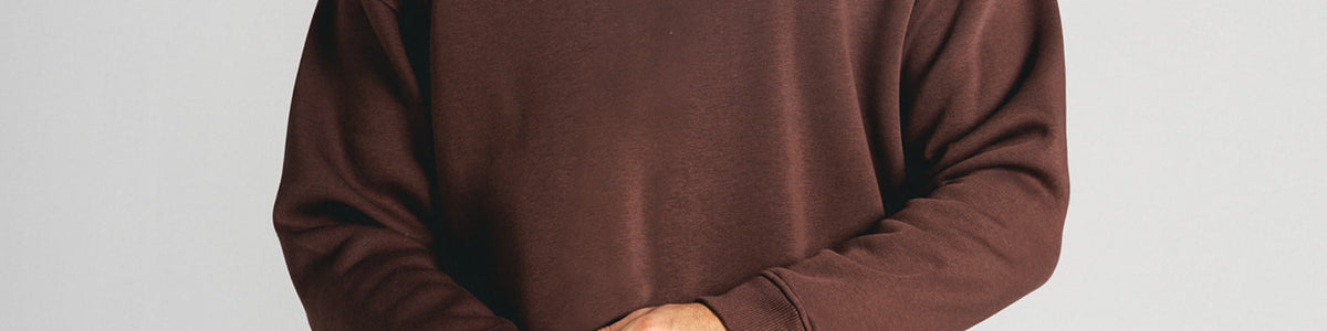 Brown Core Fleece Crewneck on male model