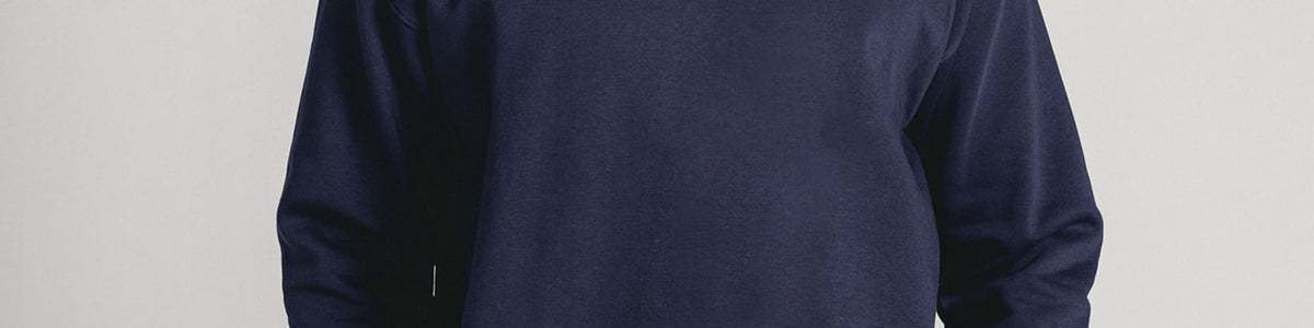 Navy Core Fleece Crewneck on male model