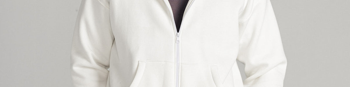 White Core Fleece Zip up on male model