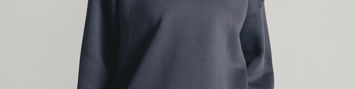 Charcoal Grey Core Fleece Crewneck on female model