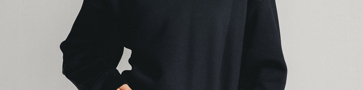 Black Core Fleece Crewneck on female model
