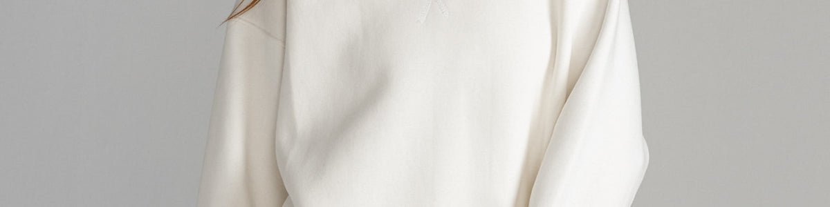 White Core Fleece Crewneck on female model