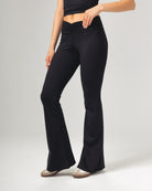 Front Ruched Yoga Pants - Black