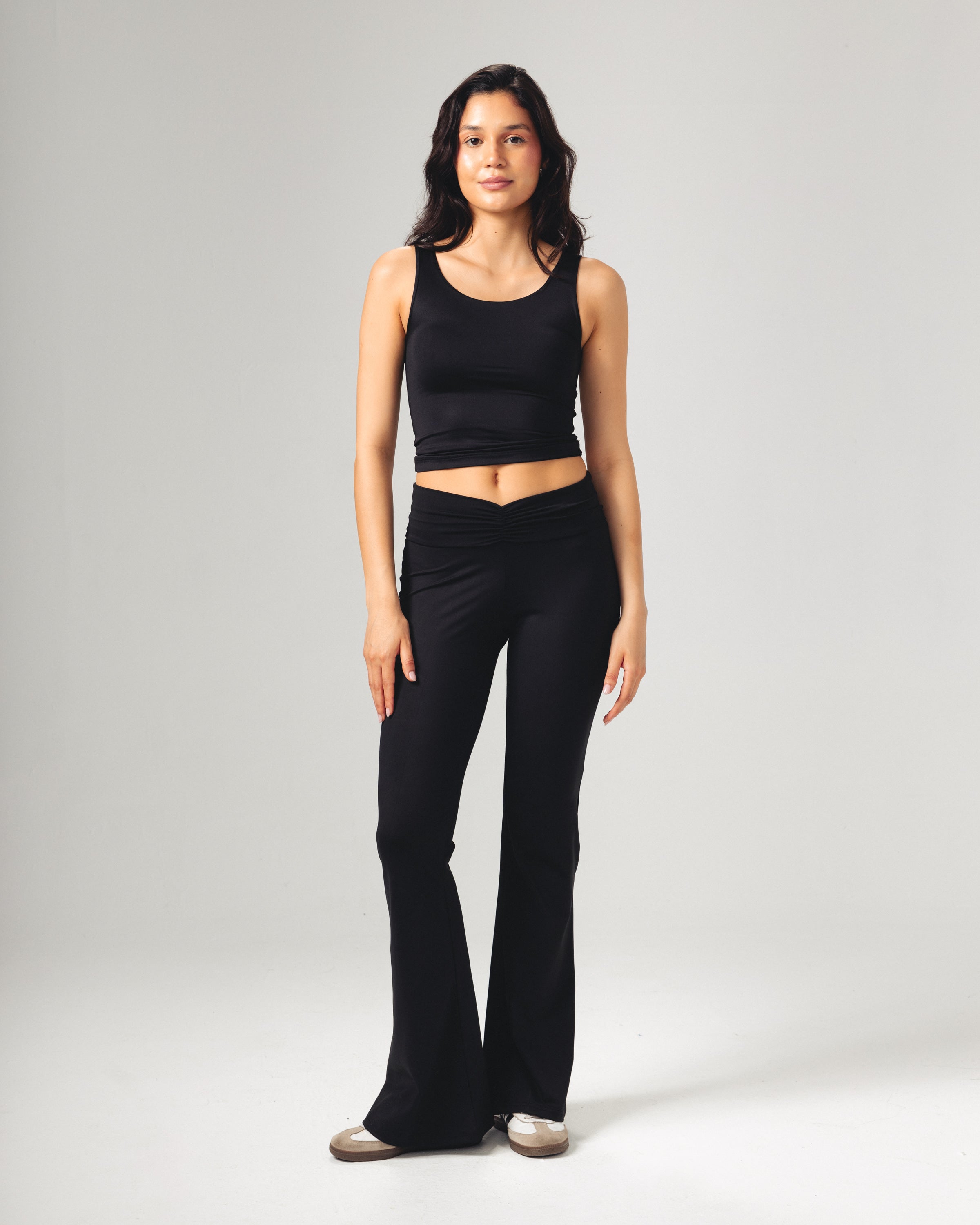 Front Ruched Yoga Pants - Black