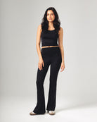 Side Ruched Yoga Pants - Black