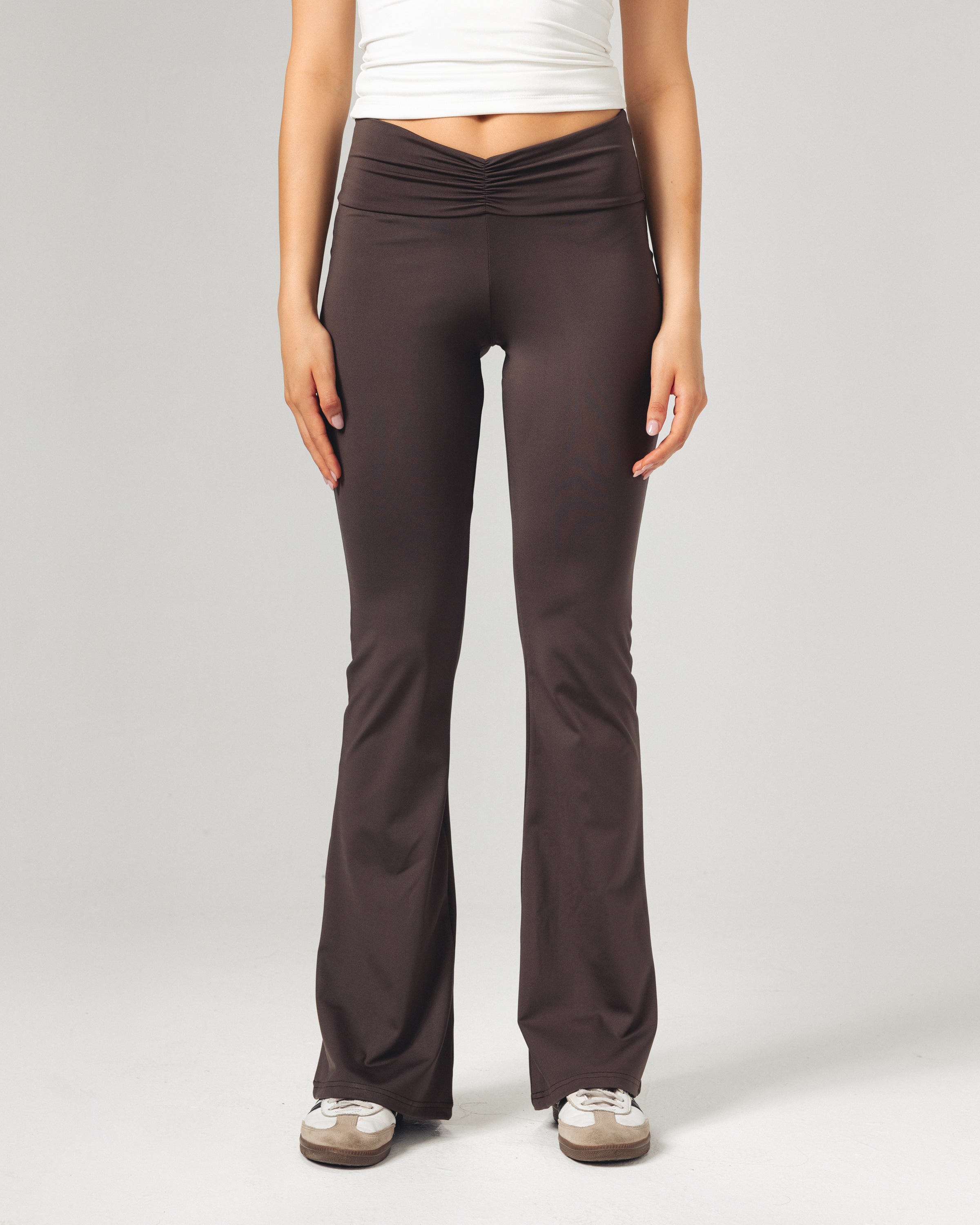 Front Ruched Yoga Pants - Brown
