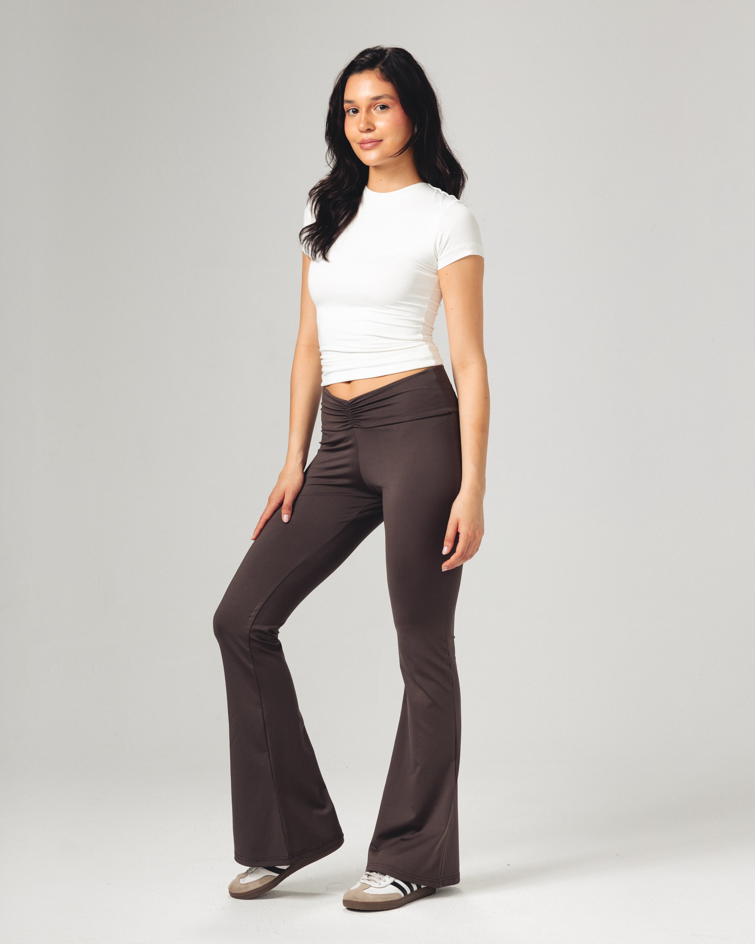 Front Ruched Yoga Pants - Brown