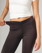 Front Ruched Yoga Pants - Brown