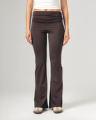 Side Ruched Yoga Pants - Brown