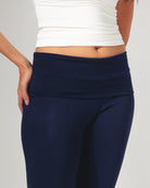 Fold-Over Yoga Pants - Navy