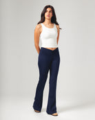 Front Ruched Yoga Pants - Navy