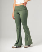 Fold-Over Yoga Pants - Sage Green