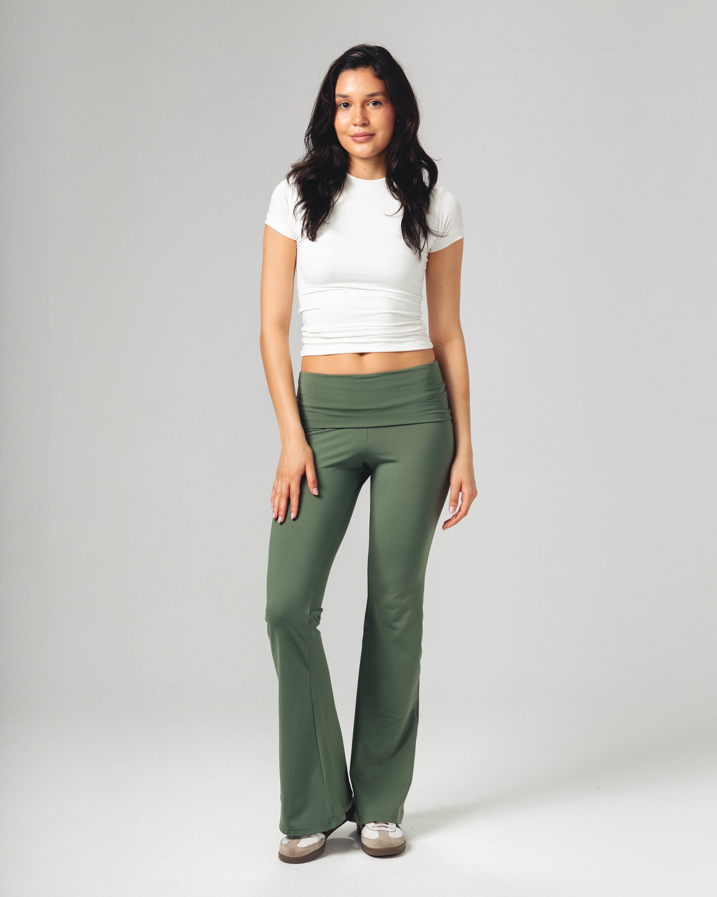 Fold-Over Yoga Pants - Sage Green