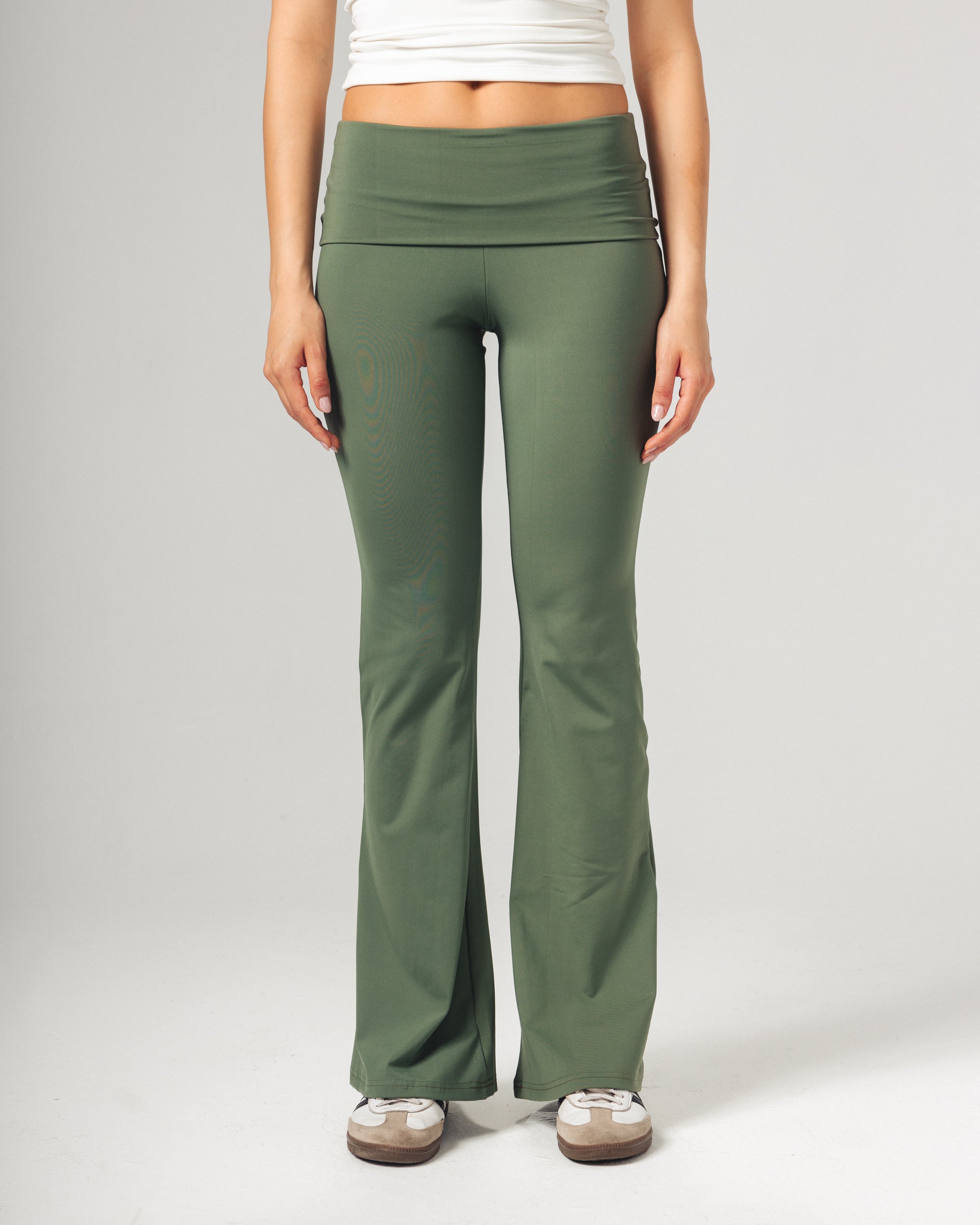 Fold-Over Yoga Pants - Sage Green