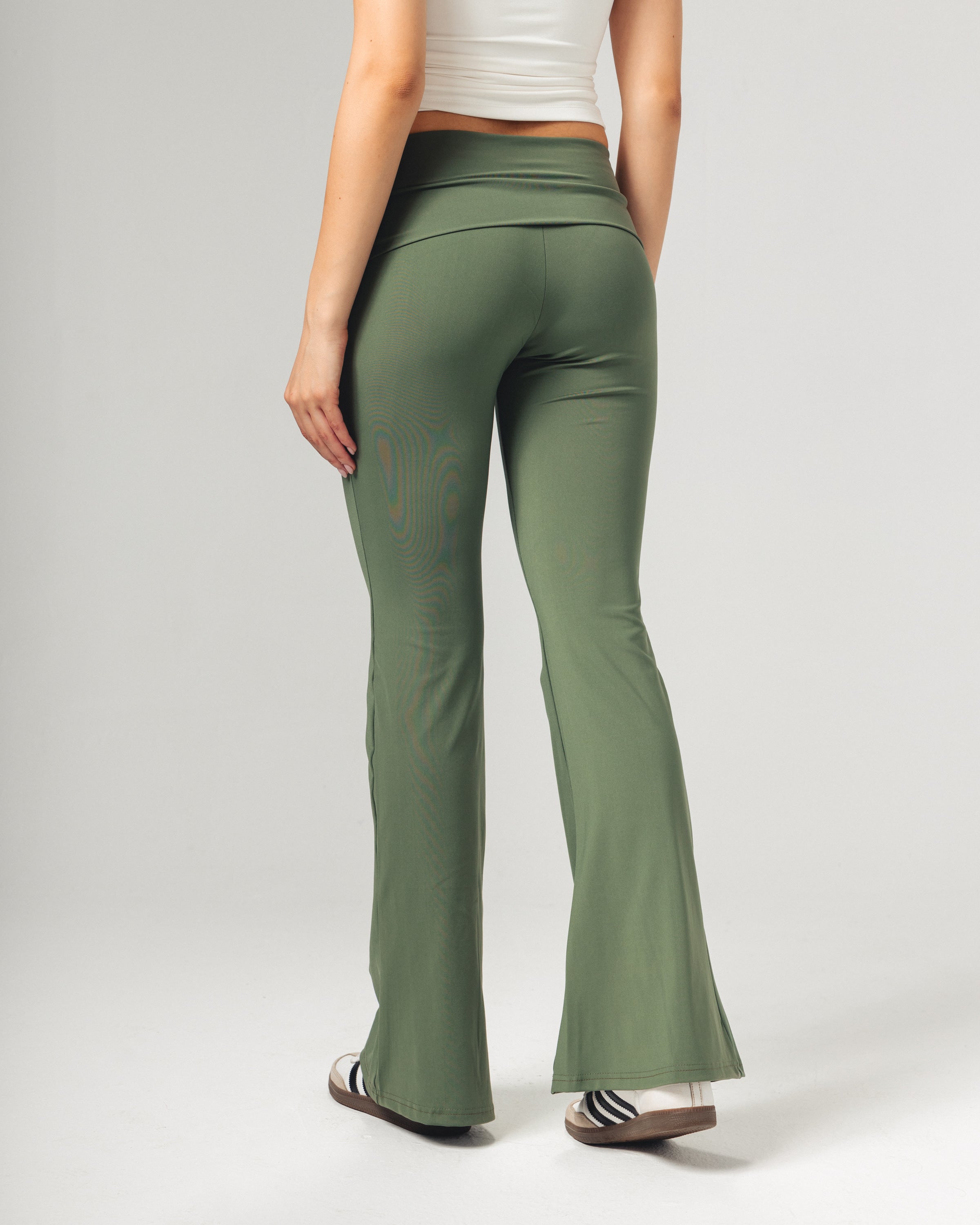 Fold-Over Yoga Pants - Sage Green