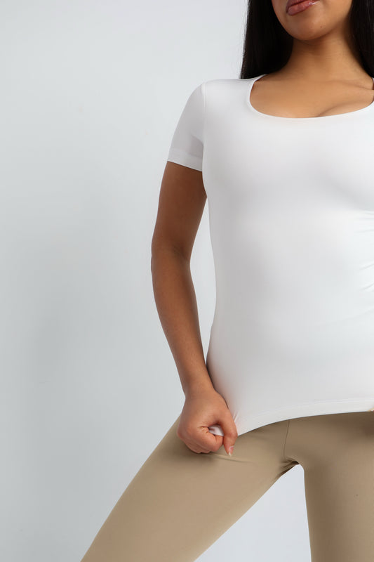 Scooped neck short sleeve top